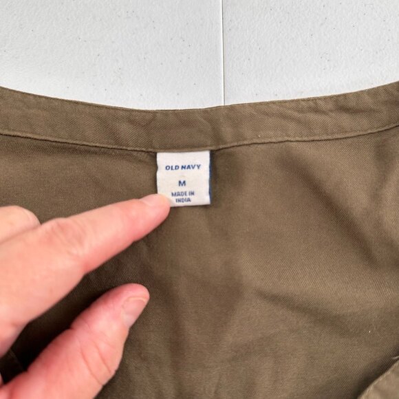Old Navy Frosted Olive Utility Jumpsuit Pockets M Long Sleeve Drawstring Waist - Picture 2 of 11